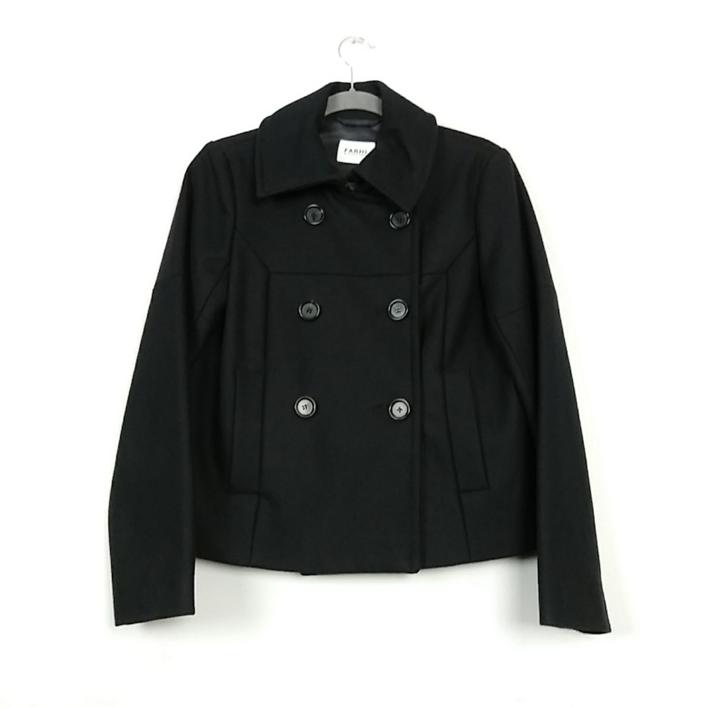 Nicole Farhi Navy Blue Wool Blend Peacoat Size 8